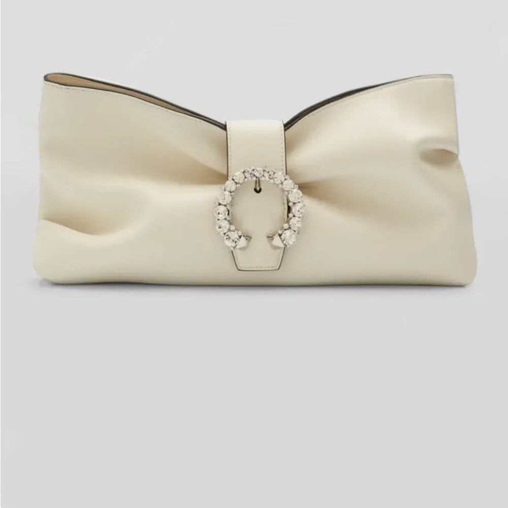 Jimmy Choo Madeline Crystal Embellished Clutch in Latte - NWT.